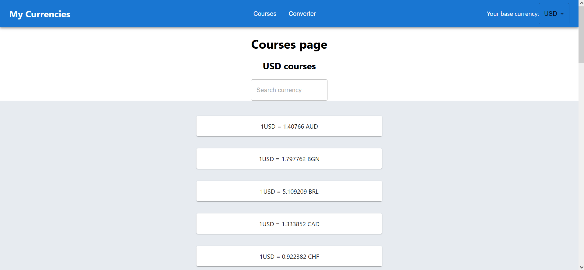 GitHub YanMSH/mycurrencies Currencies converter. Built on React