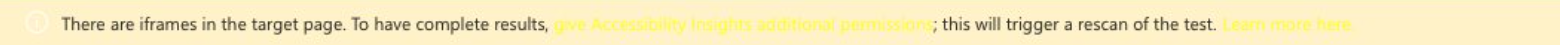 Screenshot of the message bar in high contrast, showing a white icon and yellow links