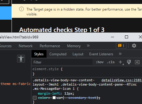 AI with devtools open - disabling the color rule makes the white info icon appear black instead