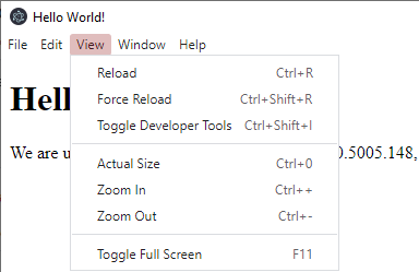 screenshot from the quick-start application, showing the dark pink hover/focus background on an open menu