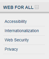 small section of the w3.org side navigation