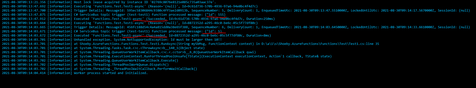 Async azure functions will be always succes and does not have extra ...