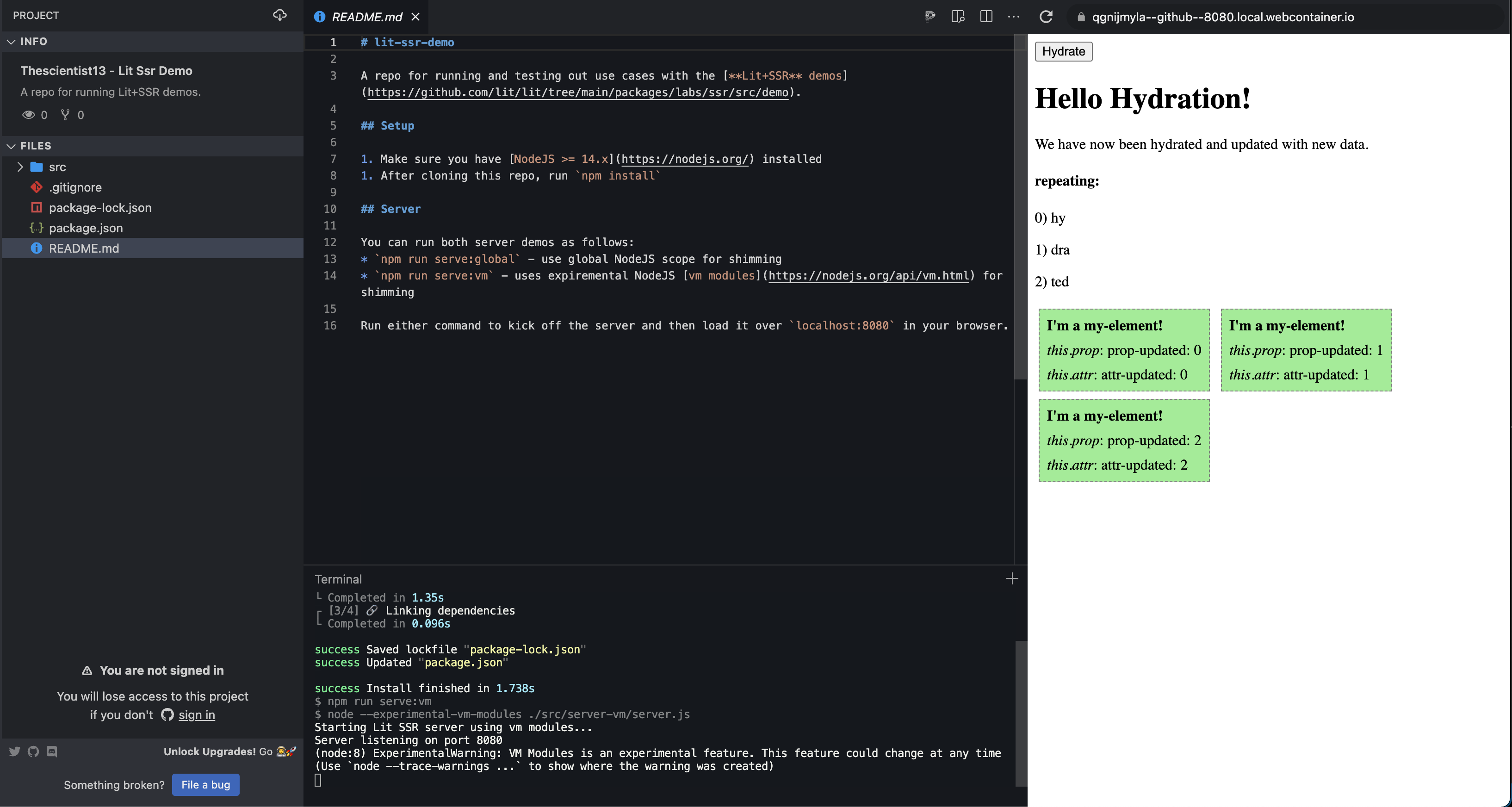 Framework support for Lit SSR (Web Components / Declarative Shadow DOM ...