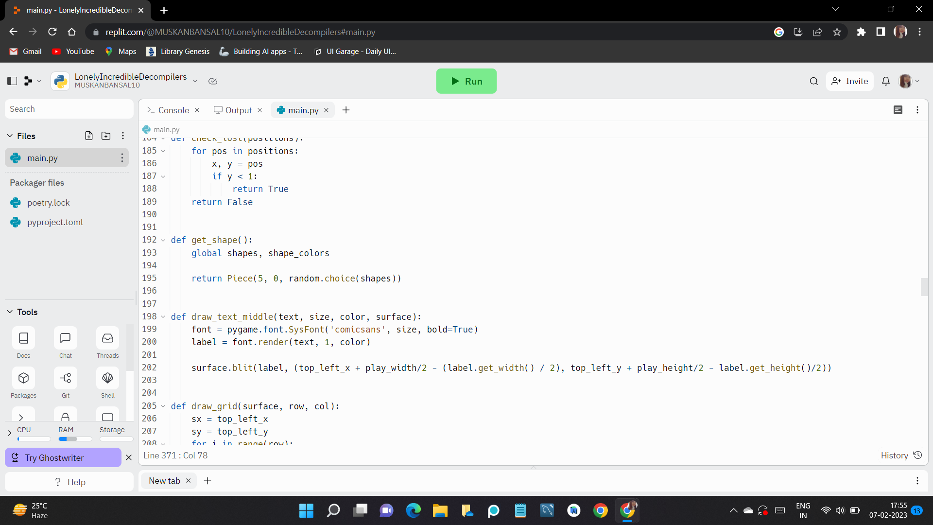 GitHub - MuskanBansal2001/Tetris_Game