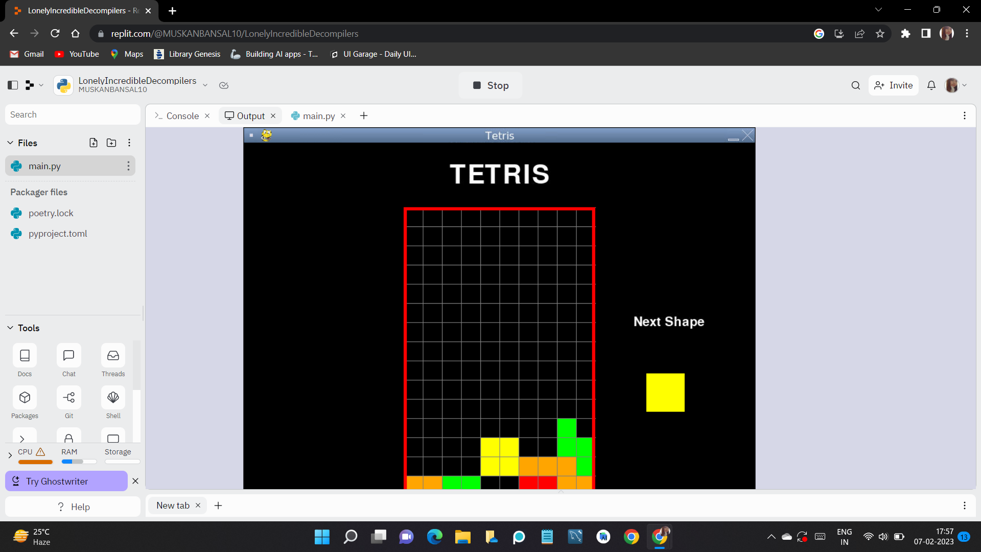 GitHub - MuskanBansal2001/Tetris_Game