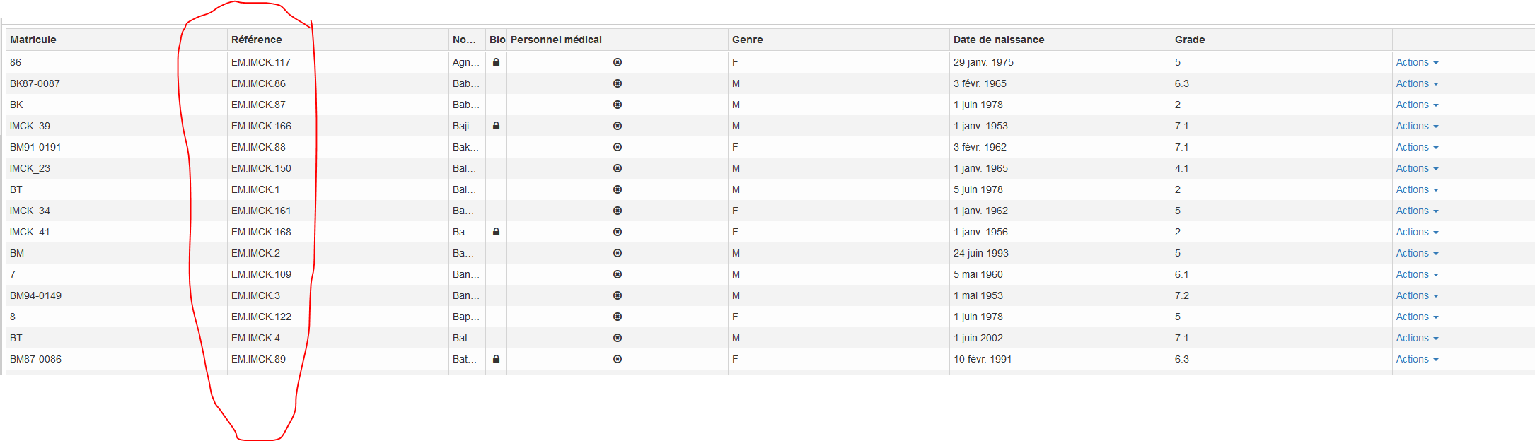 The employee "reference" should appear on the multiple payroll page ...