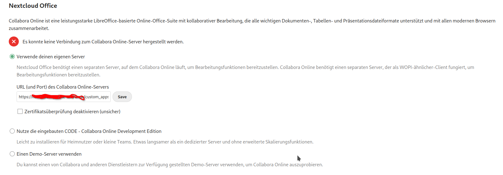 No connection to Collabora Online - Built-in CODE Server · nextcloud ...