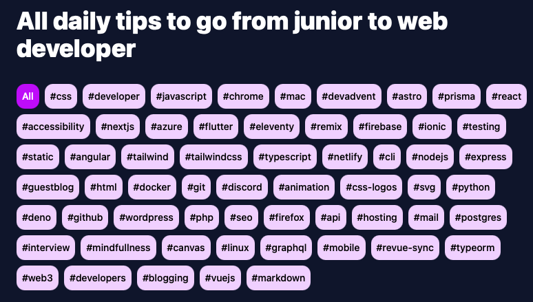 tag filter on desktop