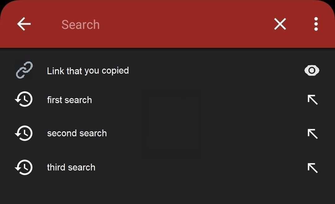 Display copied text/link above search history · Issue 9766