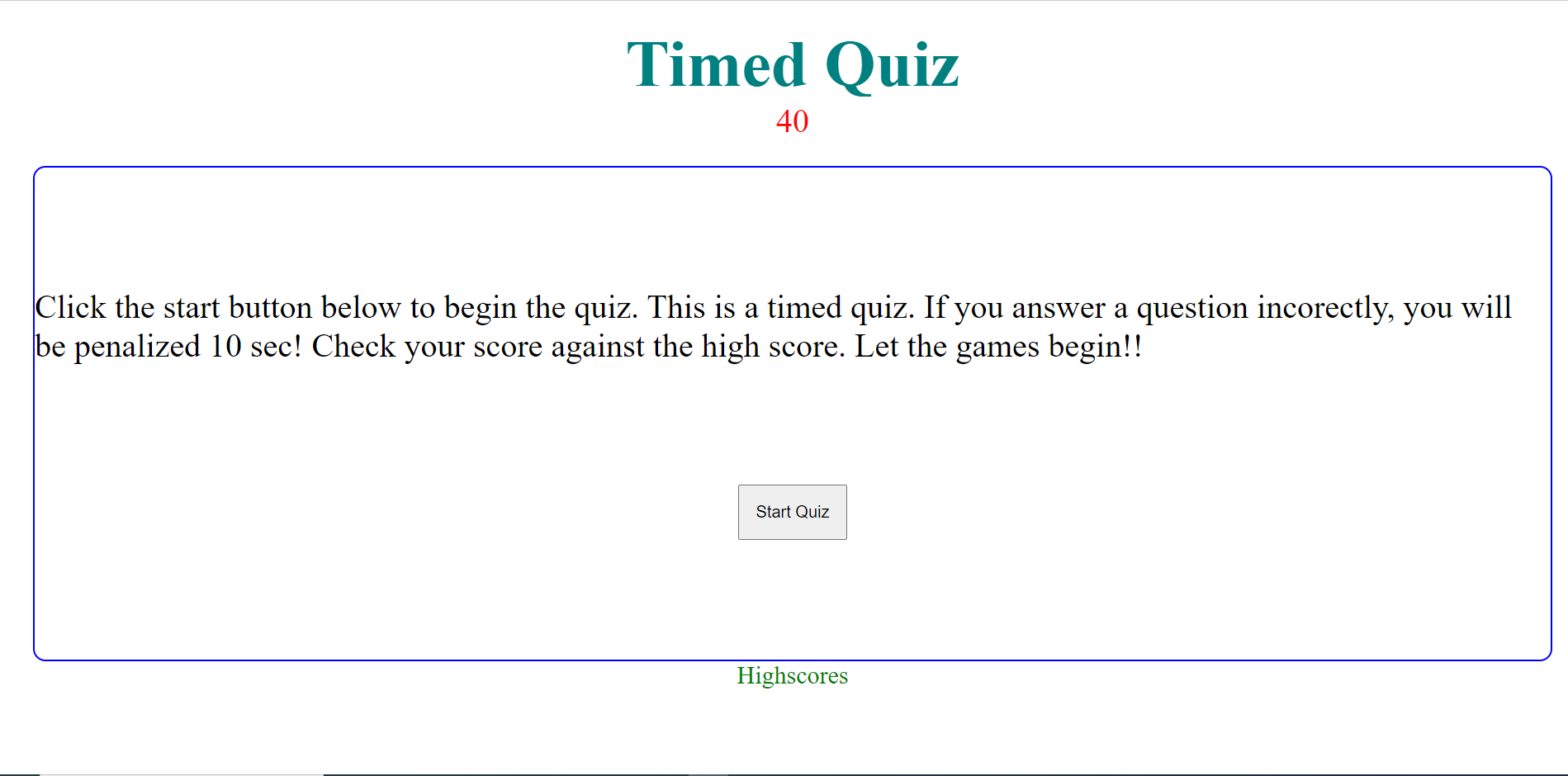 GitHub CBranagan/TimedQuiz