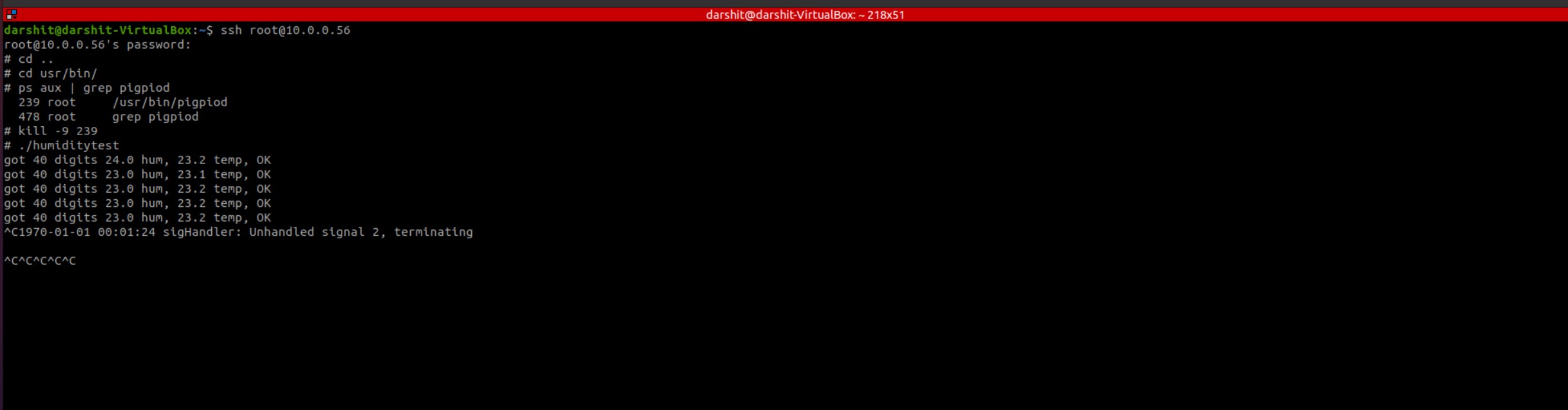 Unhandled signal error