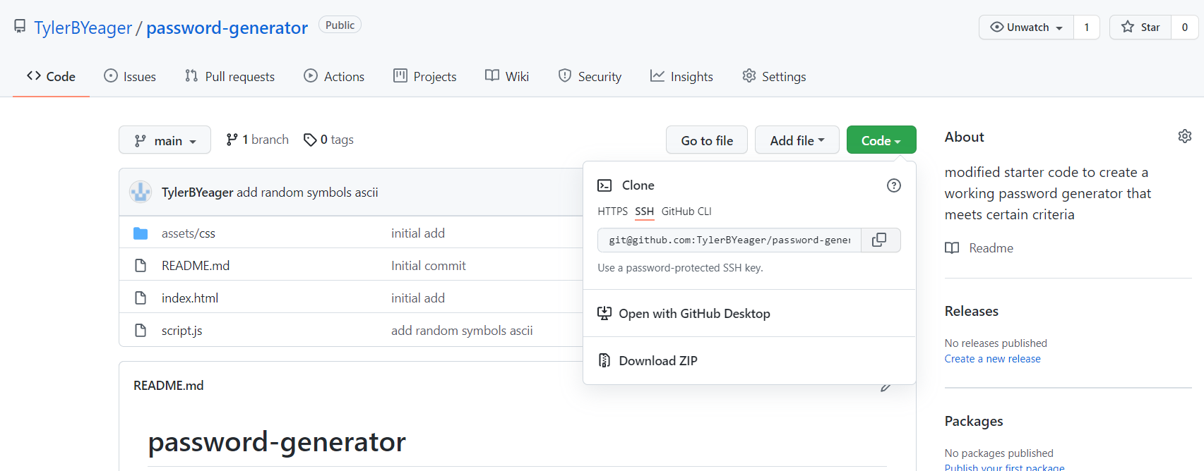 GitHub - TylerBYeager/password-generator: modified starter code to ...