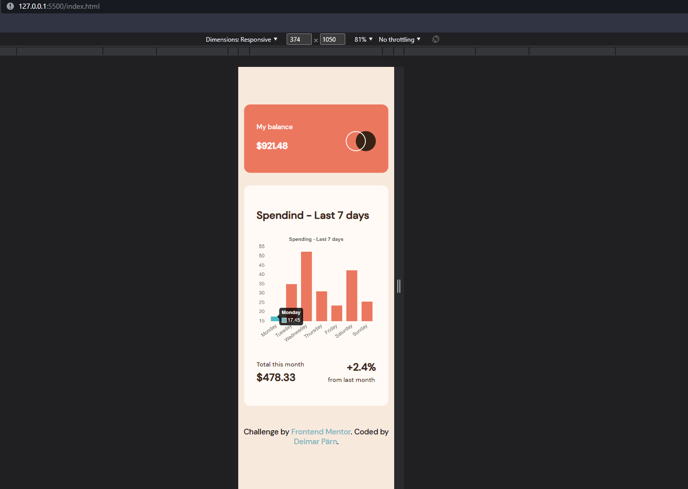 GitHub - deimar10/Expenses-chart-component