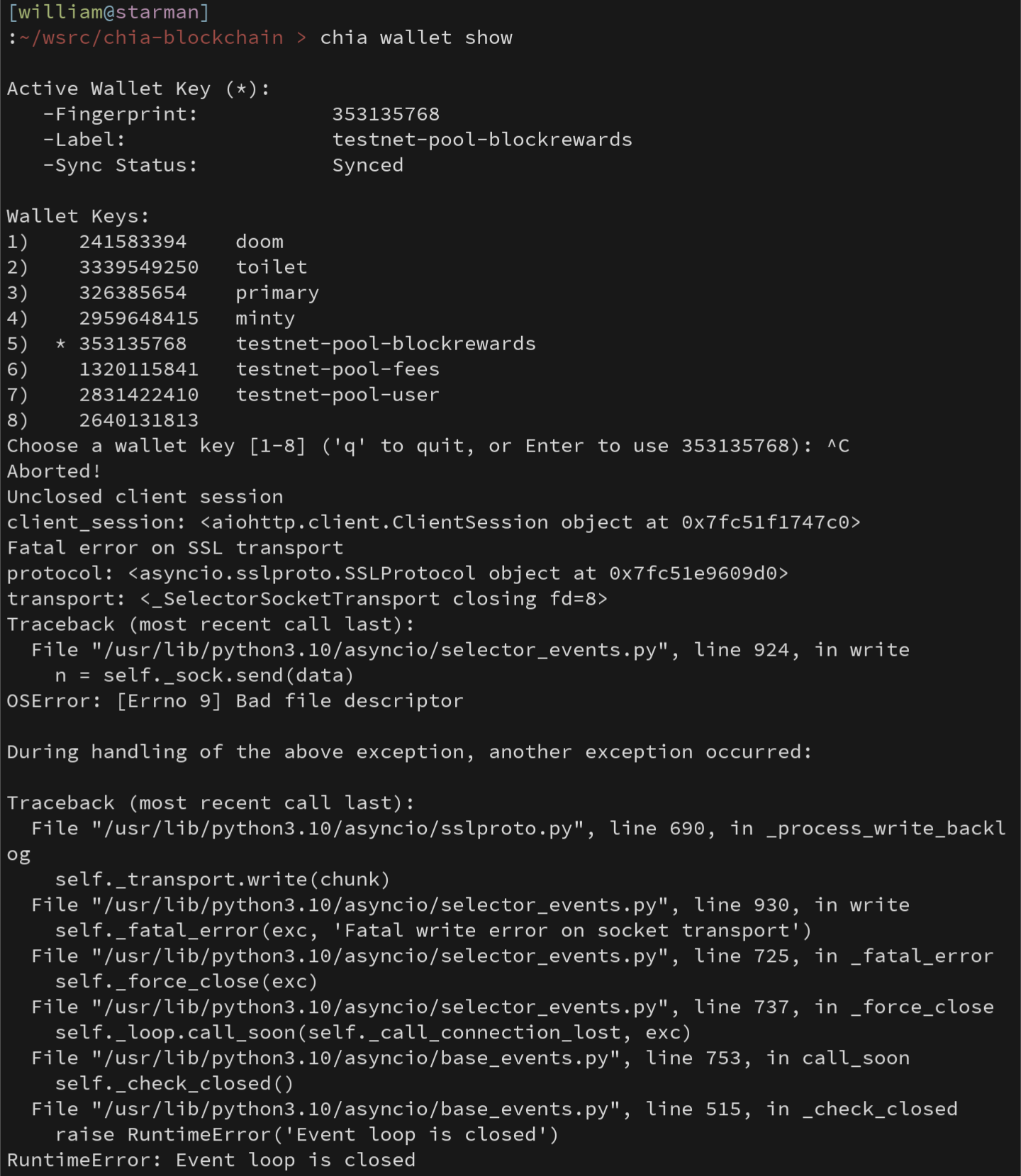 Pressing ctrl+c during CLI commands spits out traceback · Issue 14389