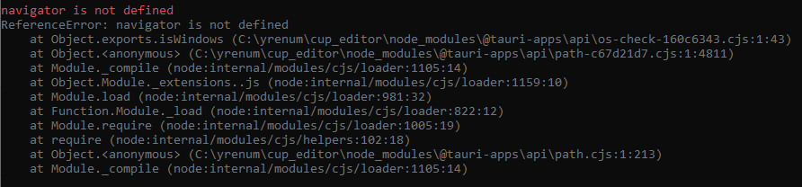 [bug] `navigator is not defined` when importing anything from @tauri ...