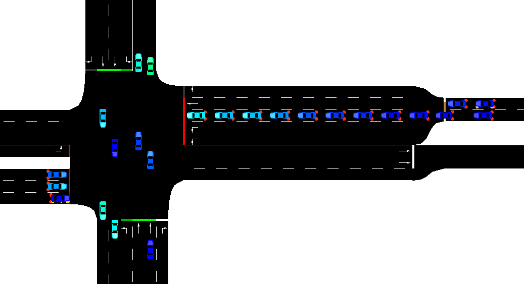 not all vehicles entering second 'through' lane · Issue #9058 · eclipse ...