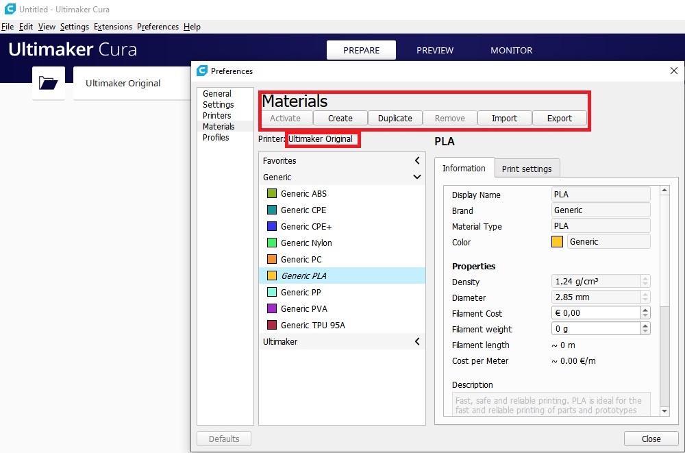 Profile Ultimaker 2 on cura is missing material customisation · Issue ...