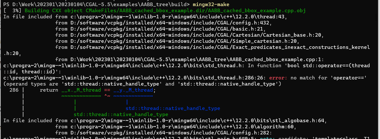 Trying to use mingw32 make but got errors issue 7220 cgal cgal
