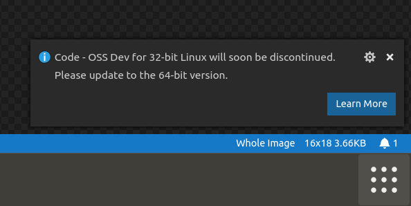 Linux 32bit: show a notification that support ends soon · Issue #69331 ...