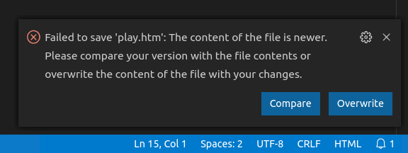 Option to disable "Failed to save '...': The content on disk is newer ...
