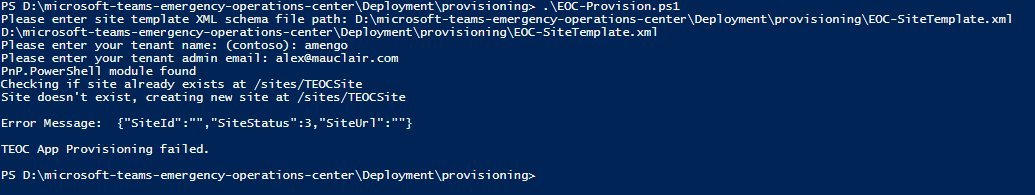 Site deployment error · Issue #38 · OfficeDev/microsoft-teams-emergency ...