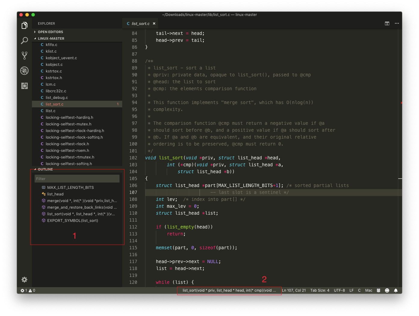Outline won't highlight corresponding function entry when clicking ...