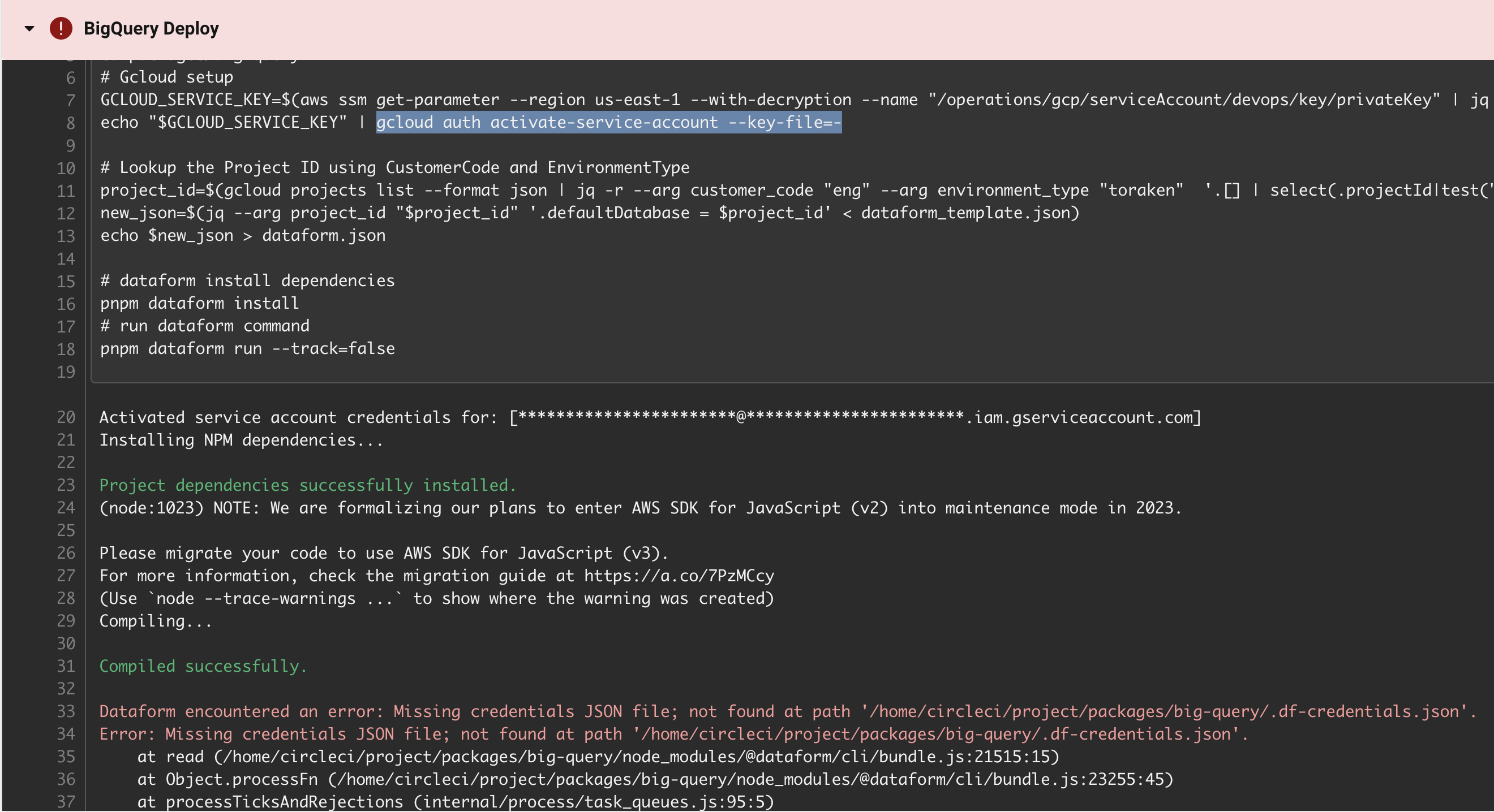 dataform cli not able to locate core compiler when running in CI ...