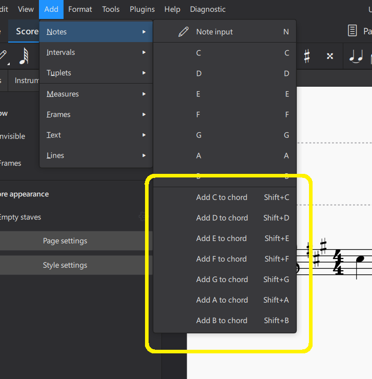 [MU4 Issue] Add - Intervals/Notes - Below doesn't work (Win/Linux ...