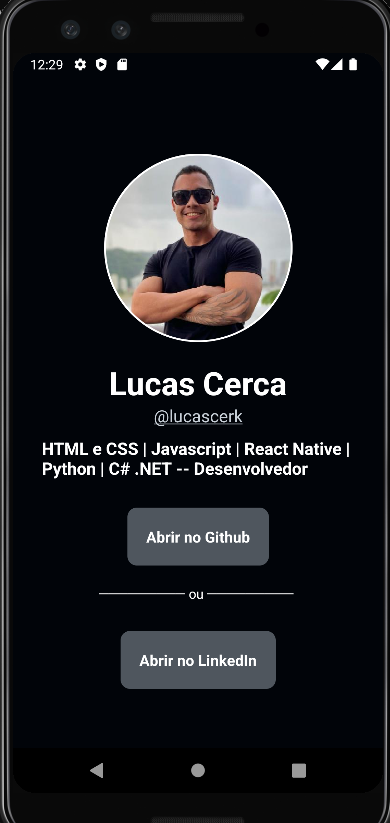 GitHub - lucascerk/My-Page-React: Profile page using React native