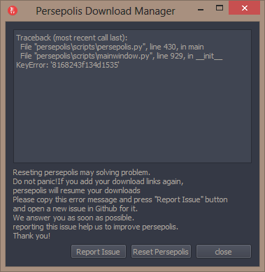 Crash on new download · Issue #542 · persepolisdm/persepolis · GitHub