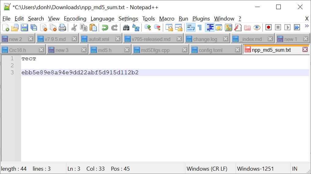 Different MD5 and SHA256 sums in ANSI file · Issue 2812 · notepad