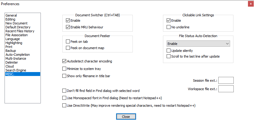 Preference dialog (in MISC. section) doesn't display nicely in case GUP ...