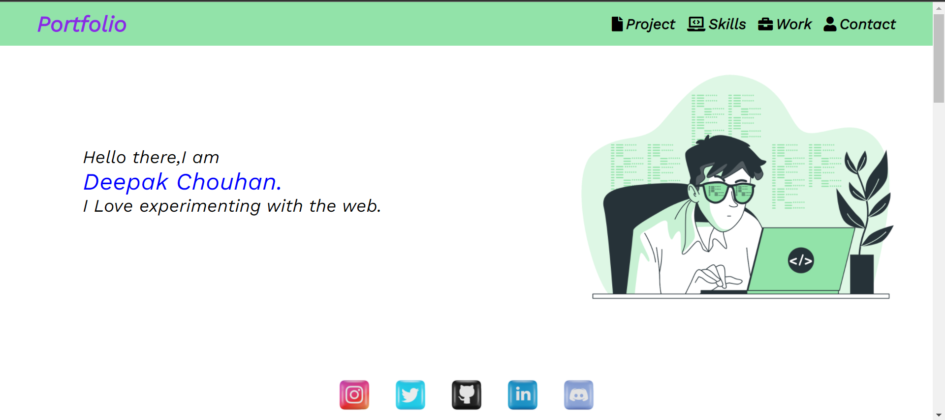 GitHub - deepak-310/portfolio: Portfolio Website