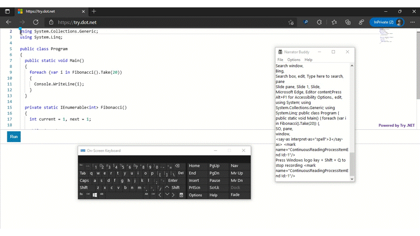 961_A11y_TrydotNetWebsite_Screen Reader Narrator is not reading leftright brackets present in code section