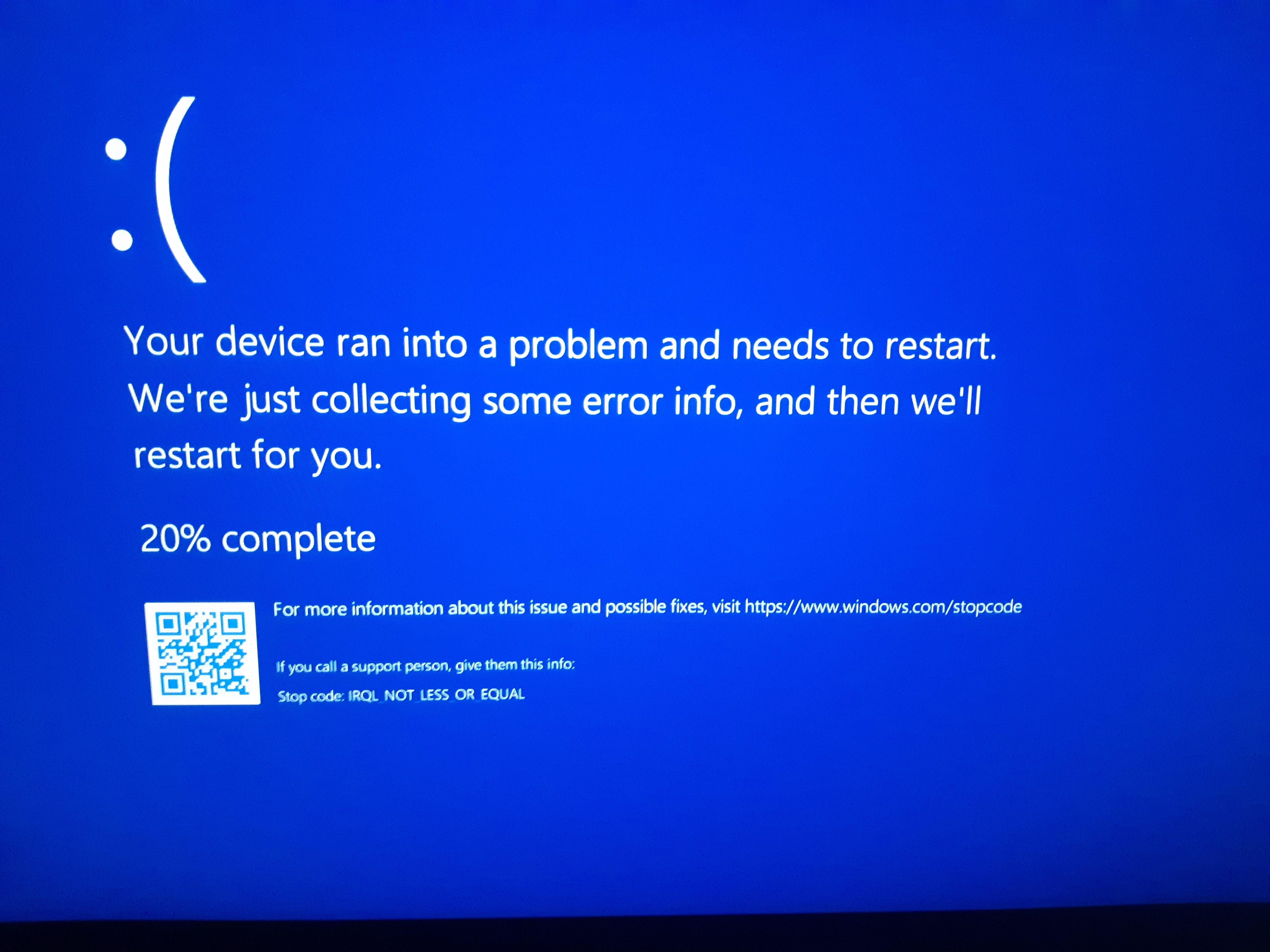 stop code irql not less or equal windows 10 stop code irql not less or equal windows 10