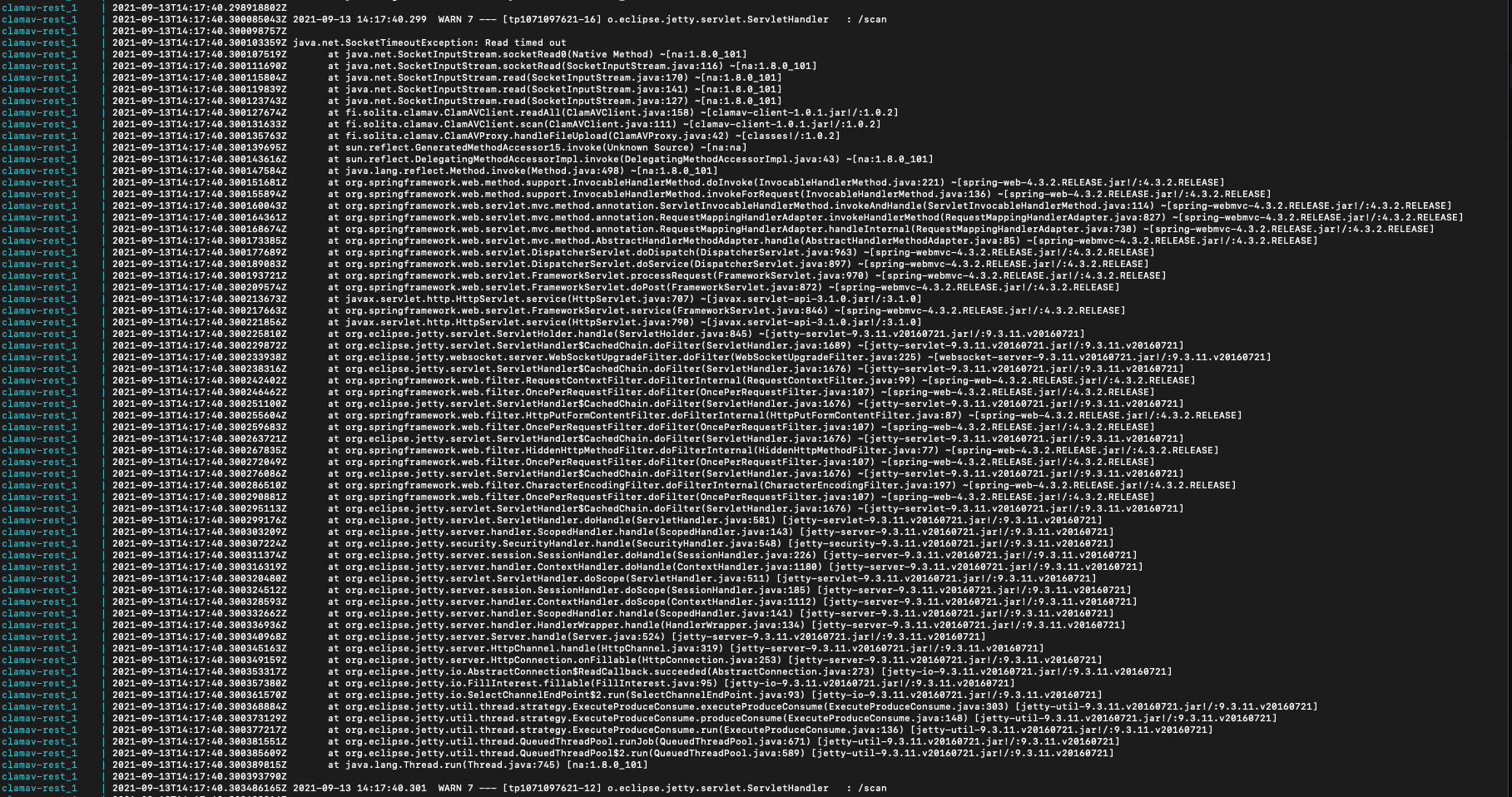 Read Time Out and Connection Refused · Issue 34 · solita/clamavrest