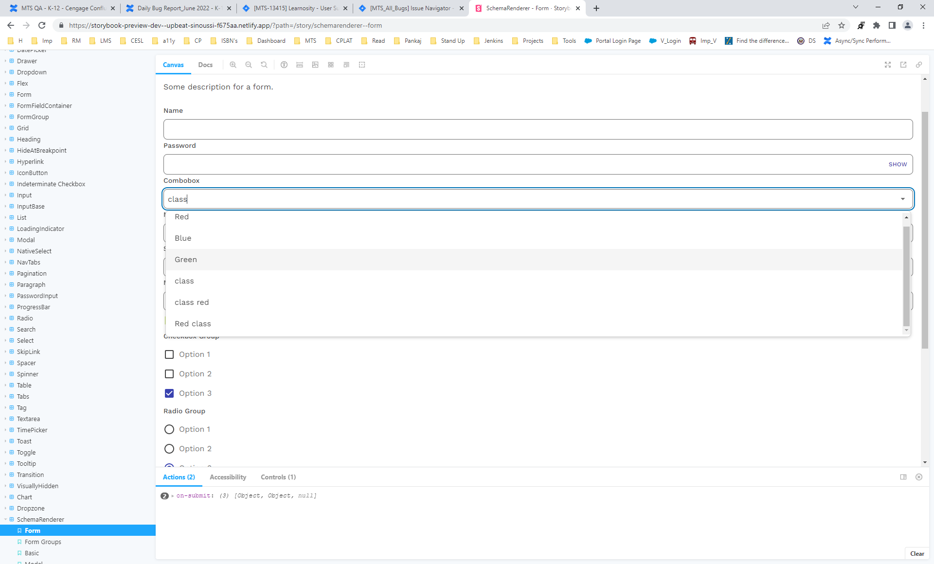 What is the functionality of Combo box in Component SchemaRenderer ...