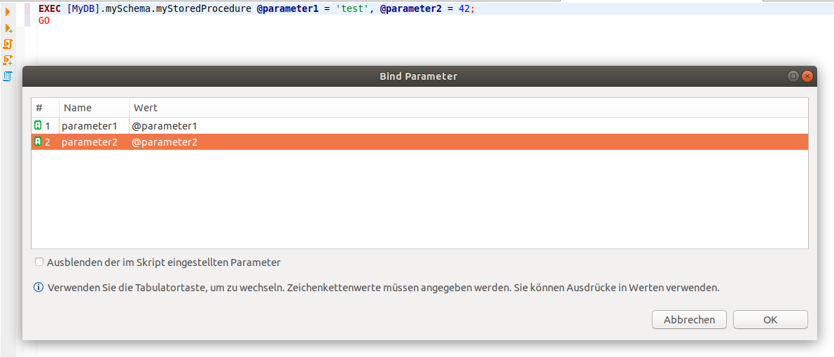 Executing a stored procedure asks to bind variables issue 5674