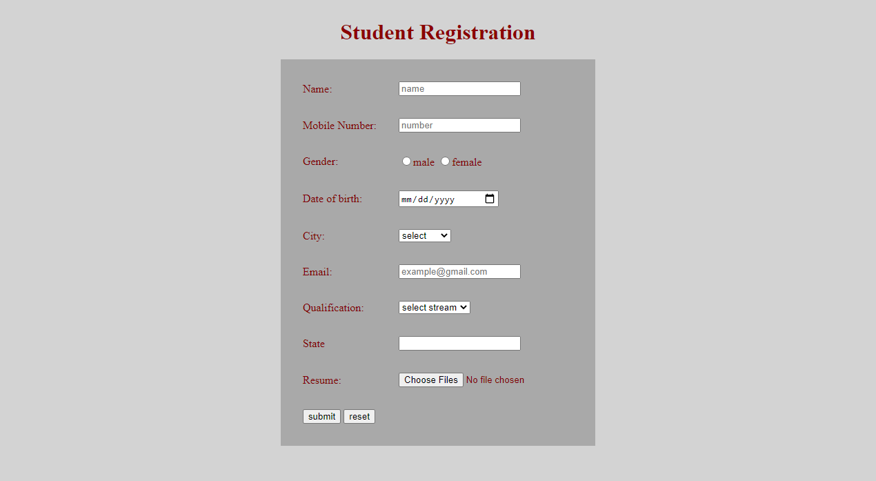 GitHub - kunjan244/form: create student registration form html,css