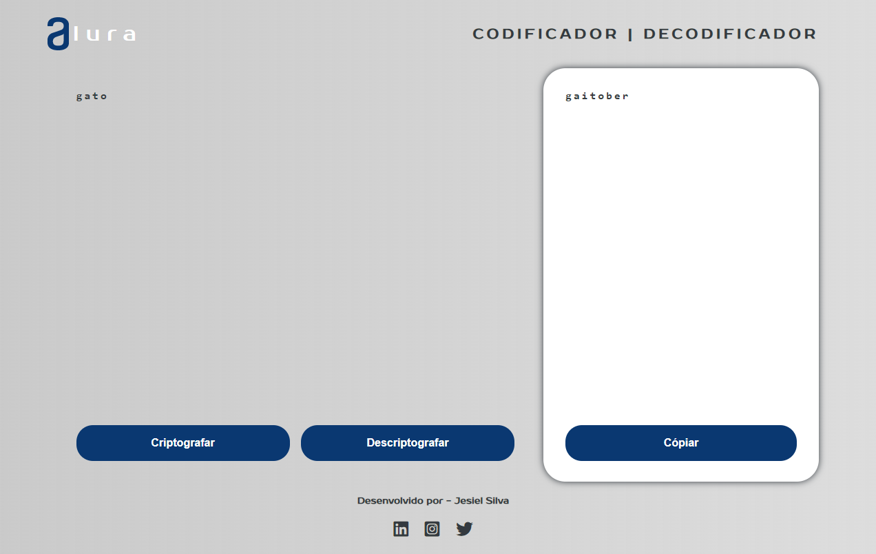 GitHub - jesiel-silva/Codificador-Decodificador: Challenger da primeira ...