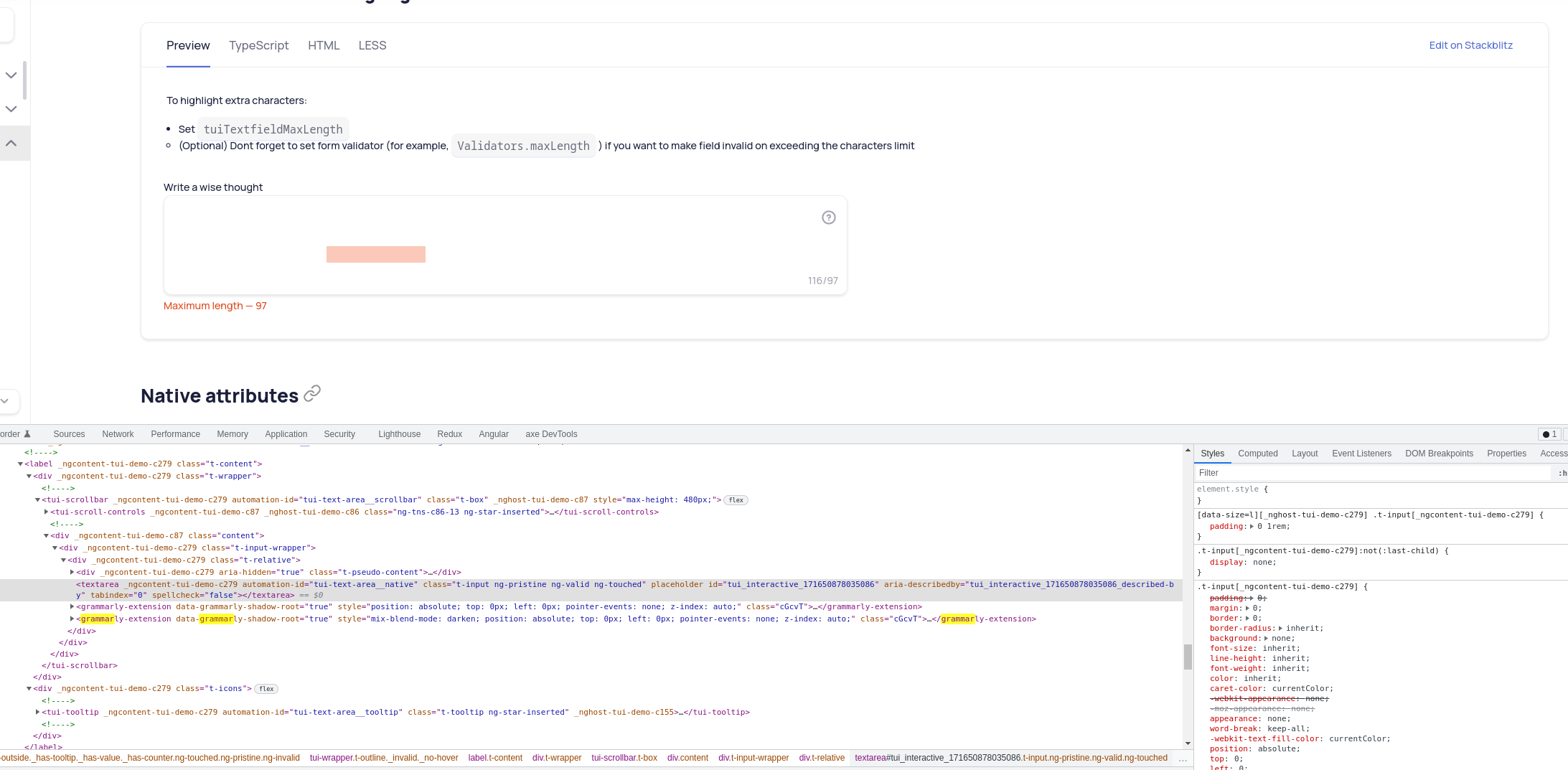 🐞 Grammarly hide textarea content · Issue 1672 · taigafamily/taiga