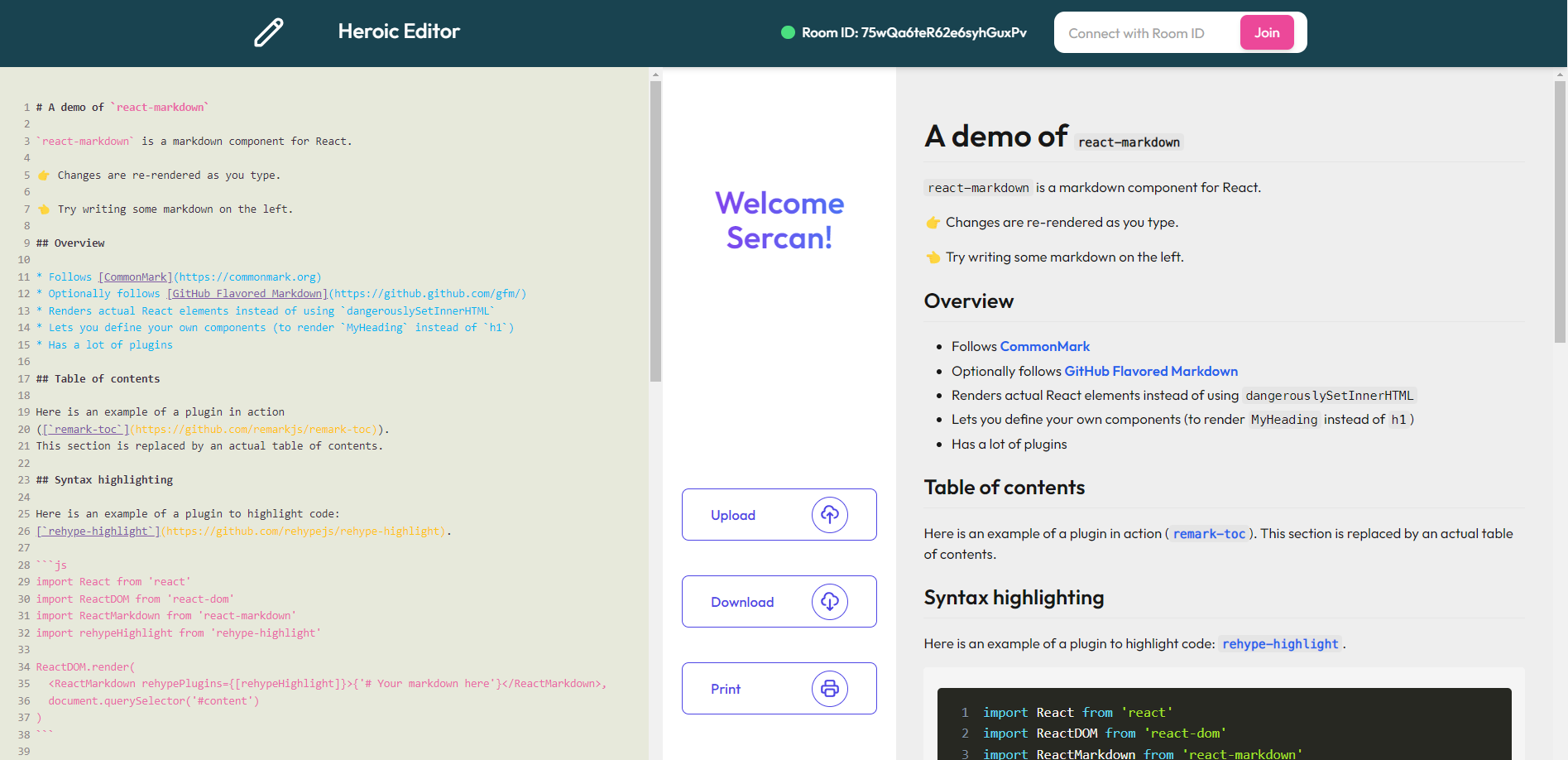 GitHub - yektas/heroic-editor: A simple Markdown editor with live ...