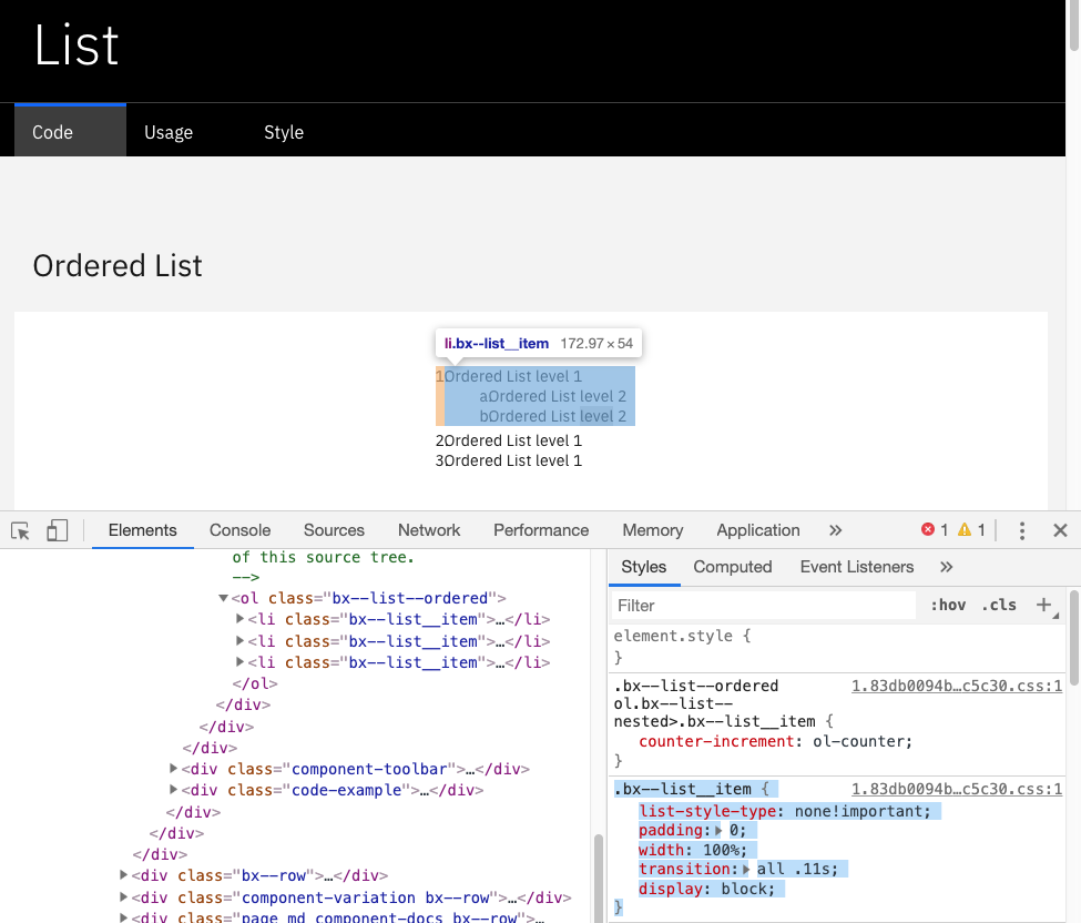 GlossaryNav list padding is breaking the List component demo · Issue
