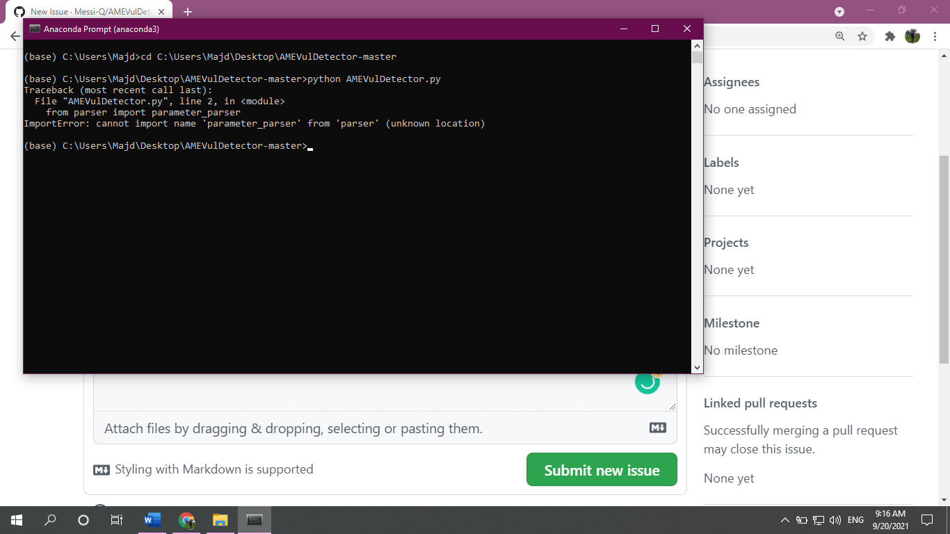 ImportError: cannot import name 'parameter_parser' from 'parser ...