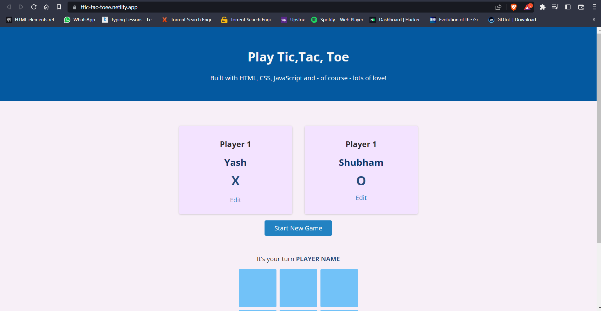 GitHub - Yashbahekar/Tic-Tac-Toe: It is an multi-player interactive tic ...