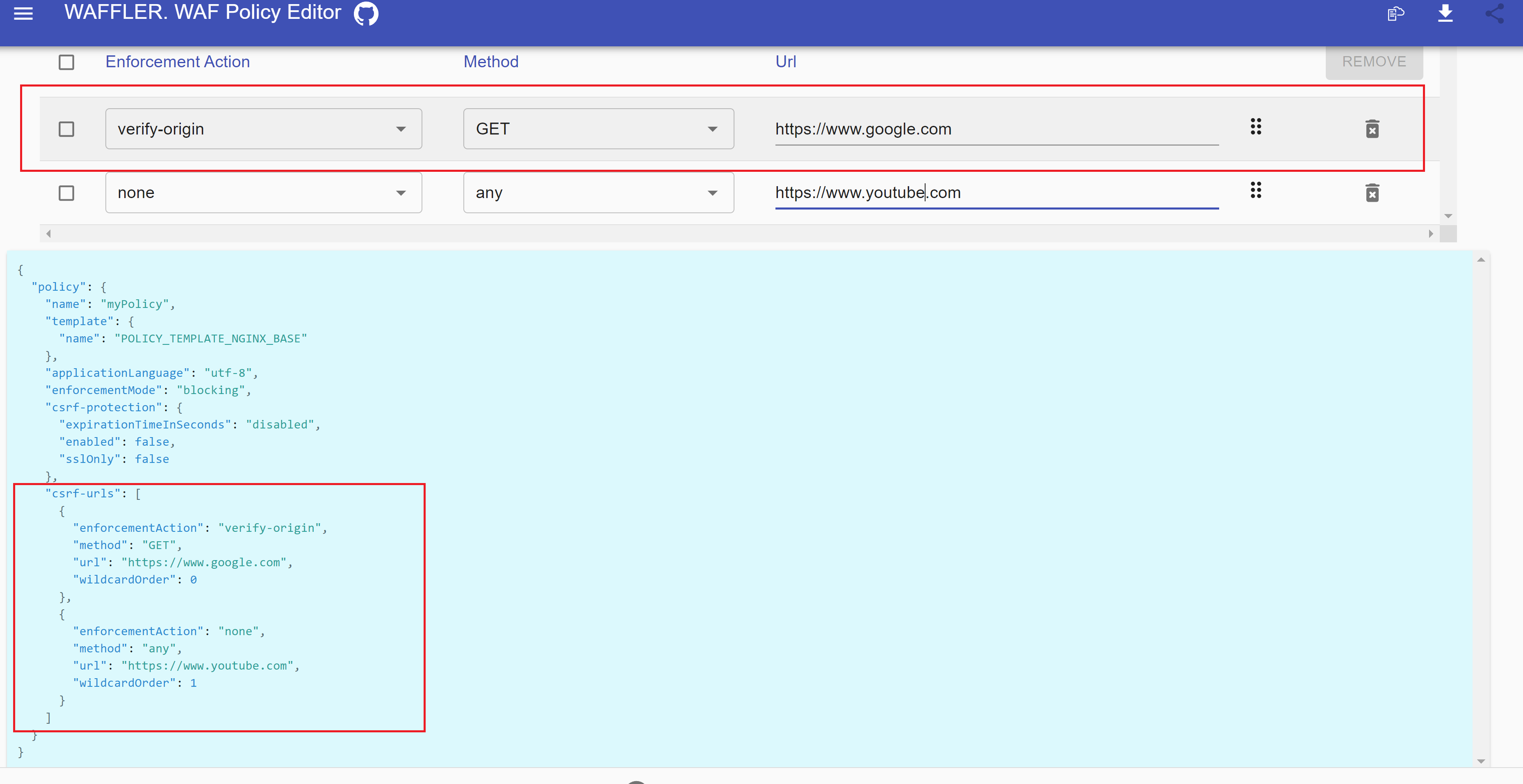 Duplicate wildcard order allowed in CSRF URL section · Issue 47