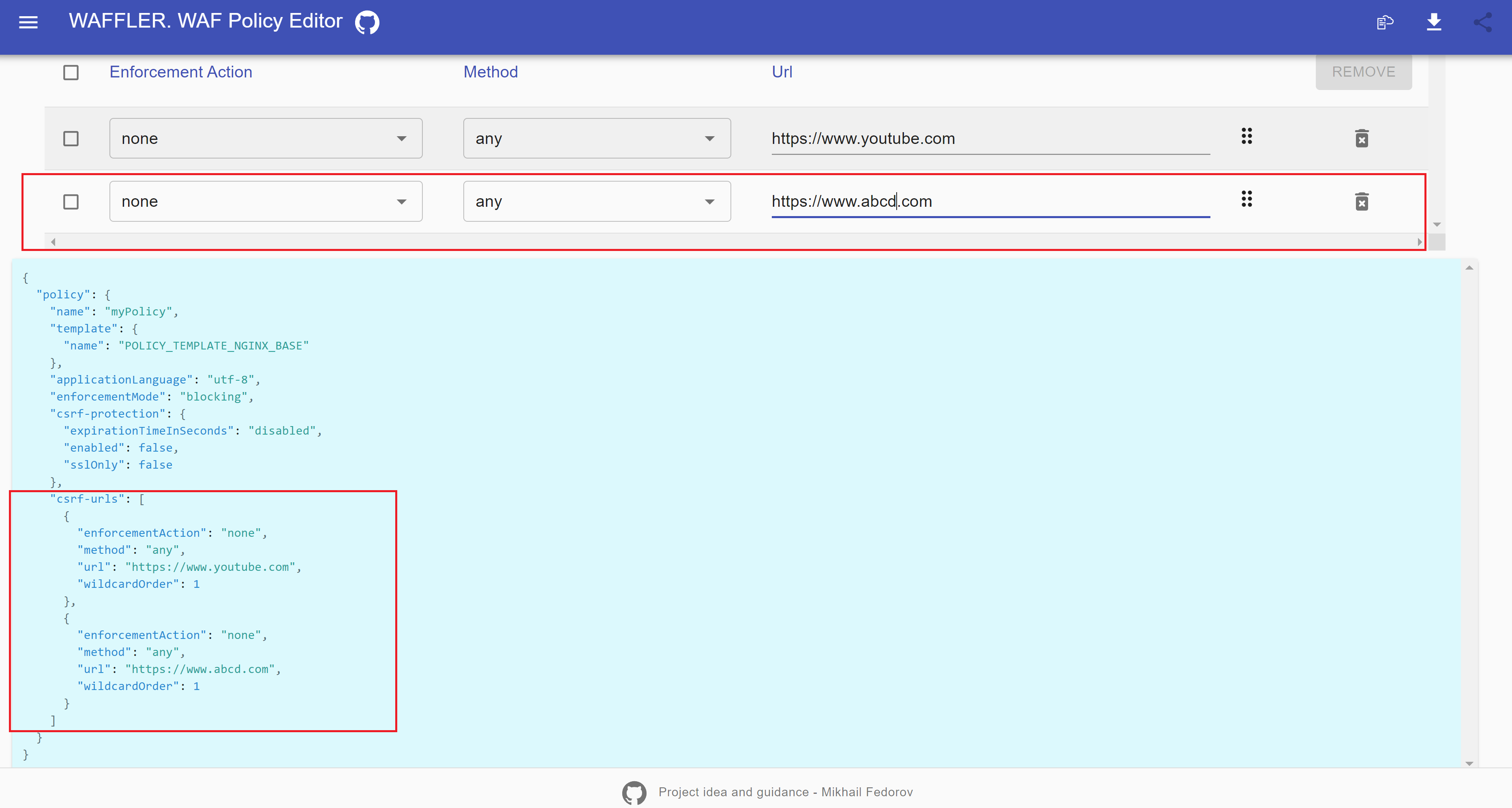 Duplicate wildcard order allowed in CSRF URL section · Issue 47