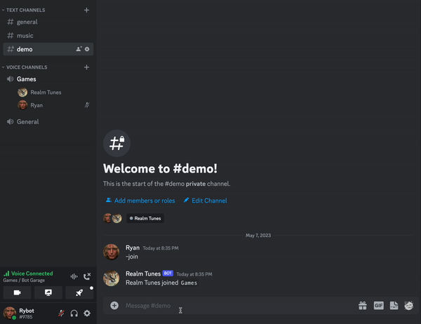 GitHub - Ryanmaxin/Realm-Tunes-2.0: A Discord music bot built with the ...