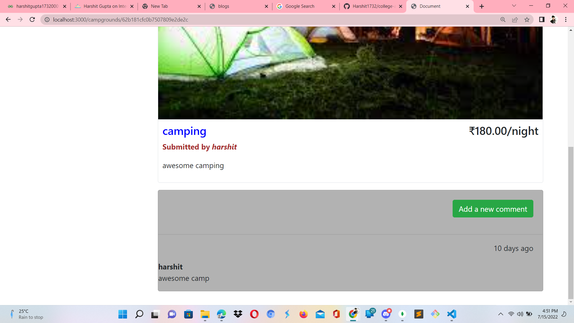 GitHub - Harshit1732/campground-app