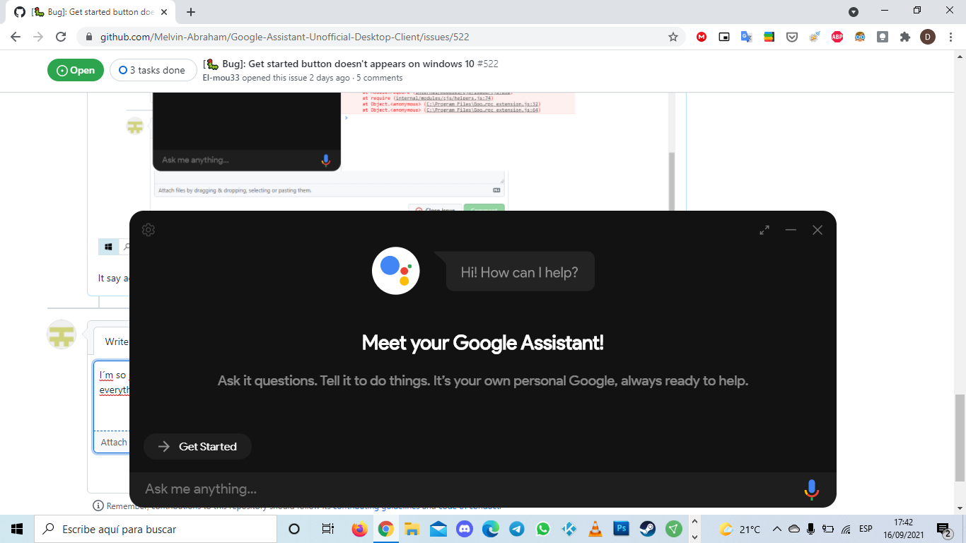 [🐛 Bug]: Get started button doesn't appears on windows 10 · Issue #522 ...
